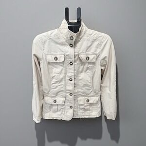 Eddie Bauer Utility Field Jacket Women's Medium Button Up Cargo Padded Elbows